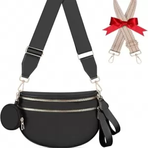Checkered Bum Bag – Expandable Bottom, Large Nylon Crossbody, Extra Strap, Multi-Pockets