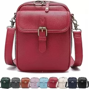 Leather Crossbody Bag – Anti-Theft Zippers, 10 Card Slots, Large Capacity Messenger Purse