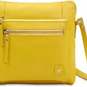 Genuine Leather Crossbody Bag – Soft Pebbled, 5 Zippered Compartments, Full Adjustable Strap